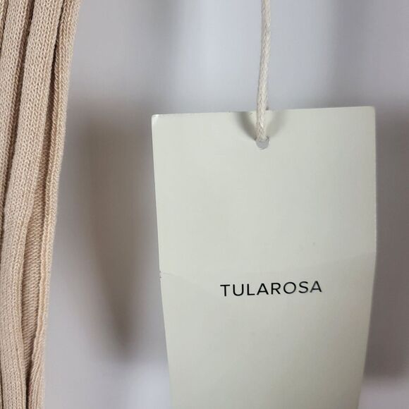 Tularosa Valen Mini Dress M Womens Beige Long Sleeve V Neck Ribbed Pull On NWT - Picture 10 of 16